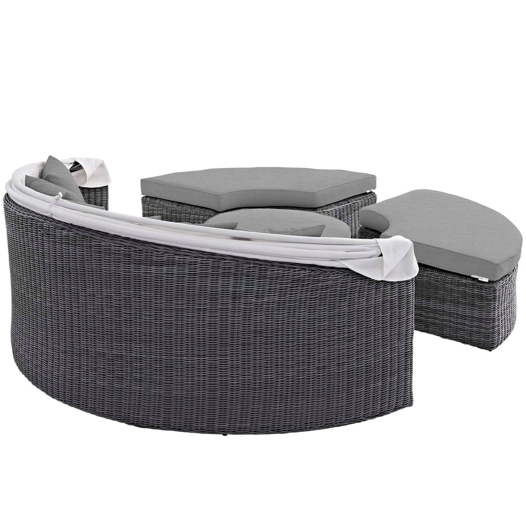 Summon Canopy Outdoor Patio Sunbrella Daybed in Canvas Gray