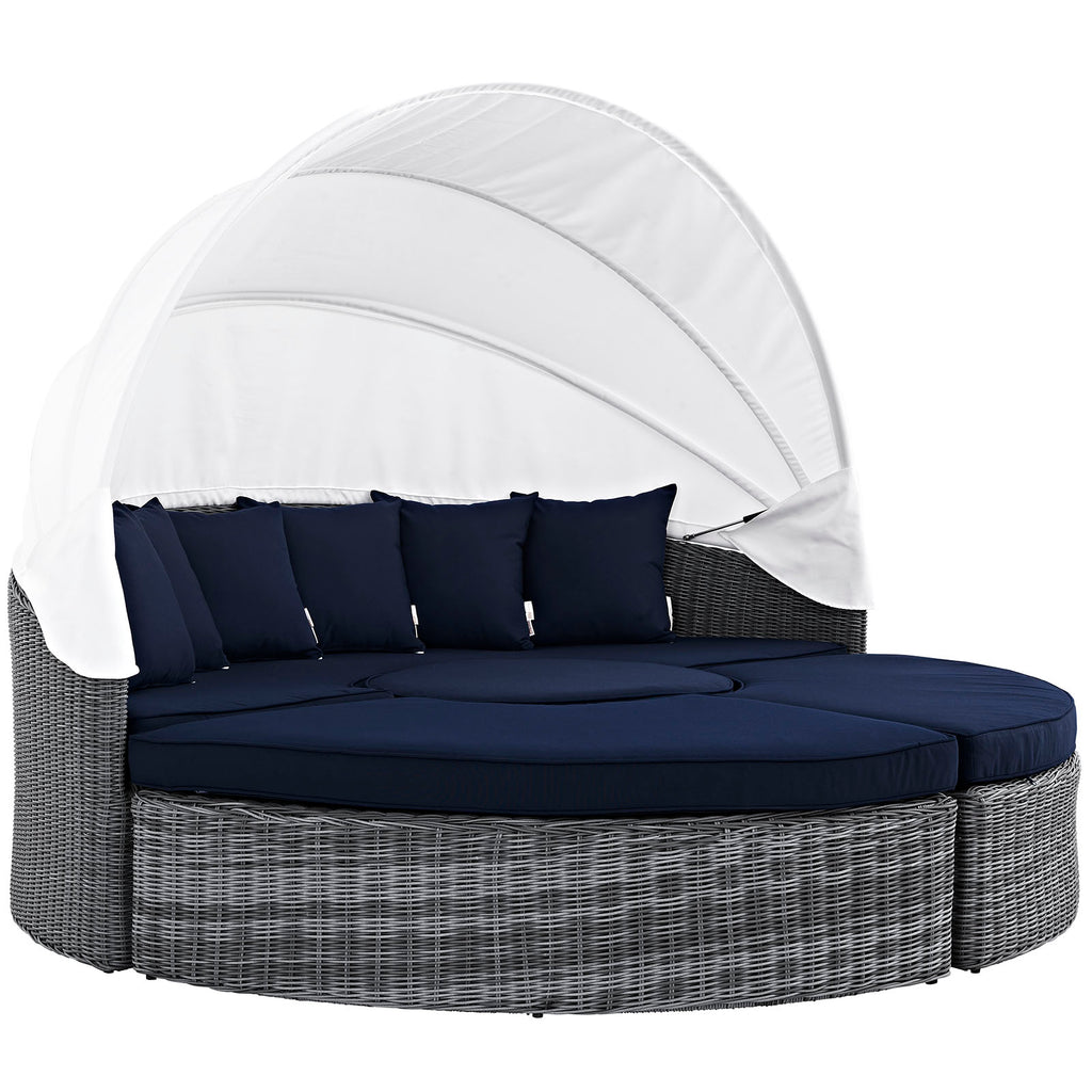 Summon Canopy Outdoor Patio Sunbrella Daybed in Canvas Navy