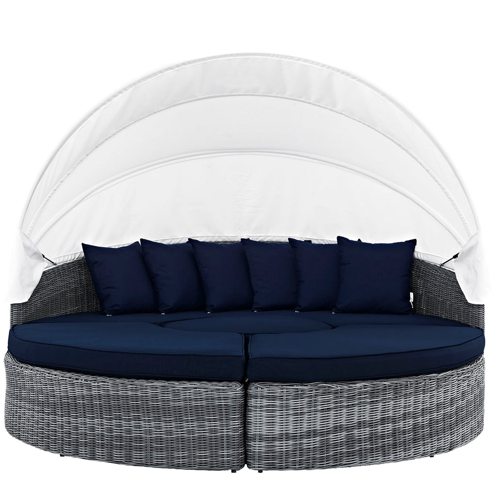 Summon Canopy Outdoor Patio Sunbrella Daybed in Canvas Navy