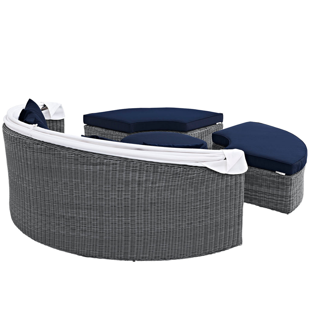 Summon Canopy Outdoor Patio Sunbrella Daybed in Canvas Navy