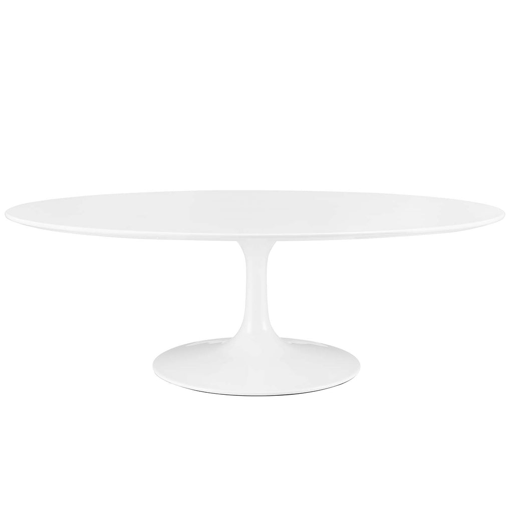 Lippa 48" Oval-Shaped Wood Top Coffee Table in White