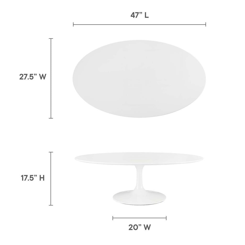 Lippa 48" Oval-Shaped Wood Top Coffee Table in White