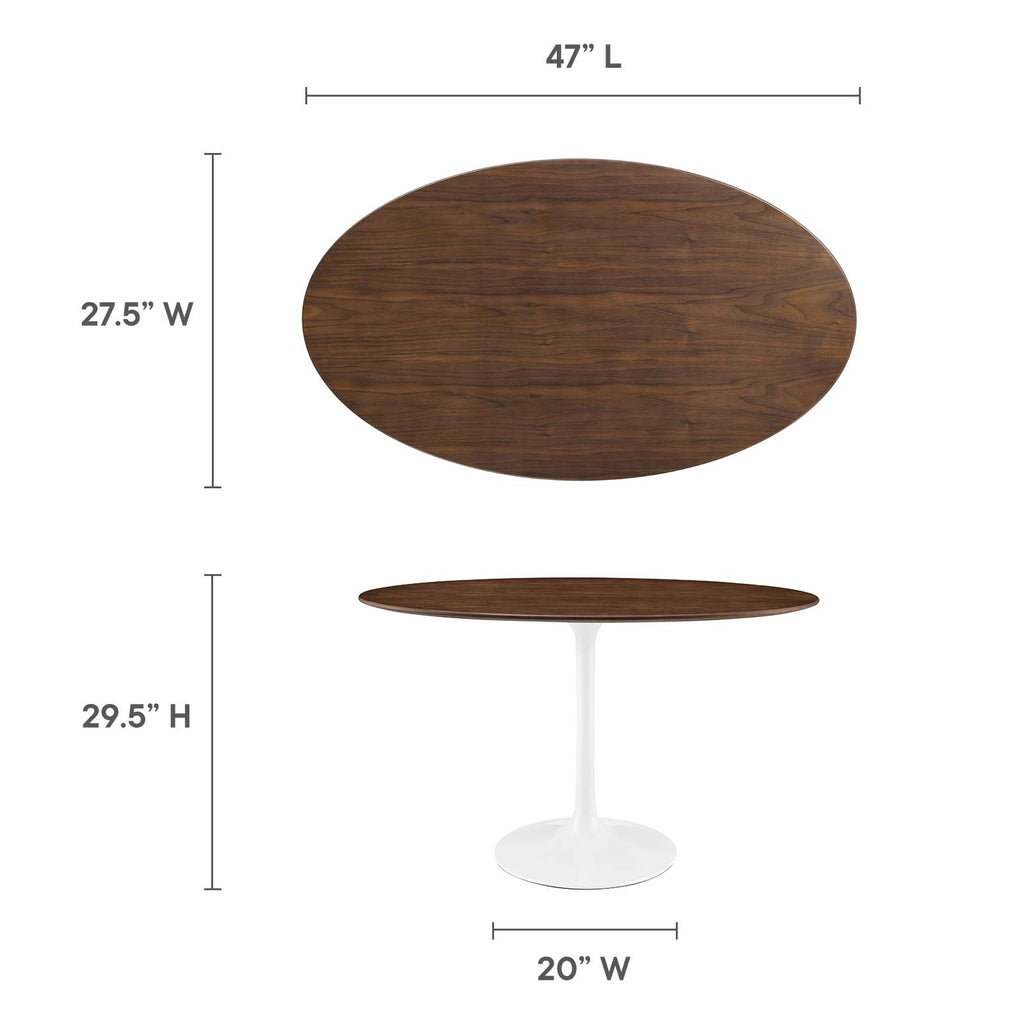 Lippa 48" Oval Walnut Dining Table in Walnut