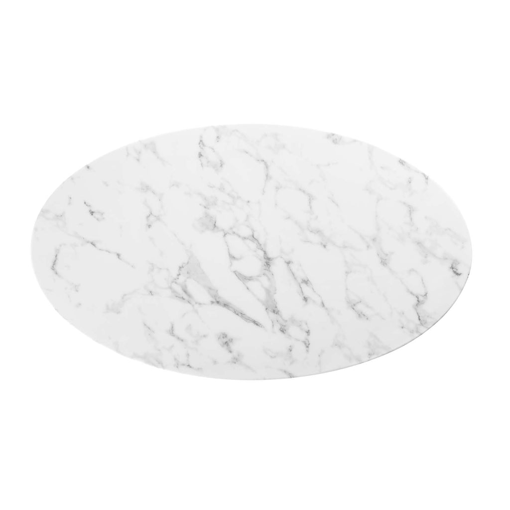 Lippa 48" Oval-Shaped Artificial Marble Coffee Table in White