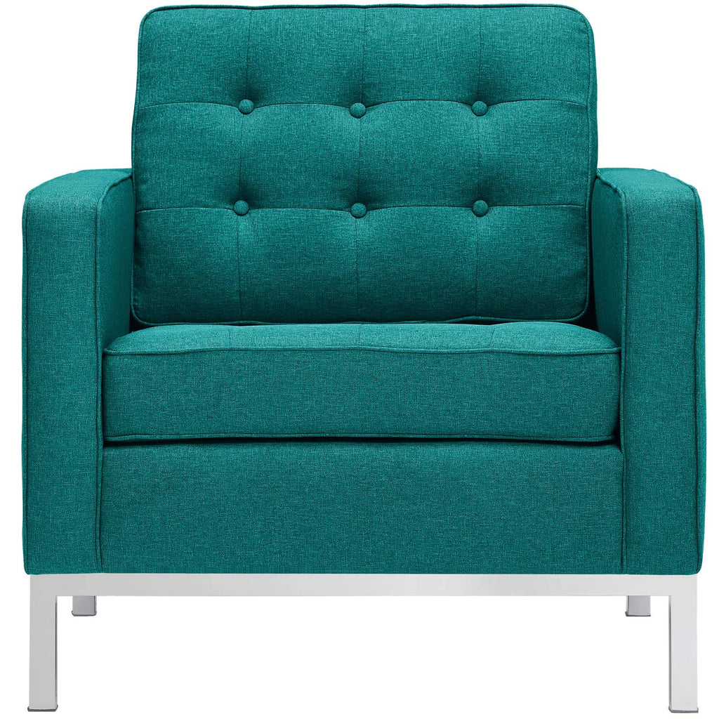 Loft Upholstered Fabric Armchair in Teal