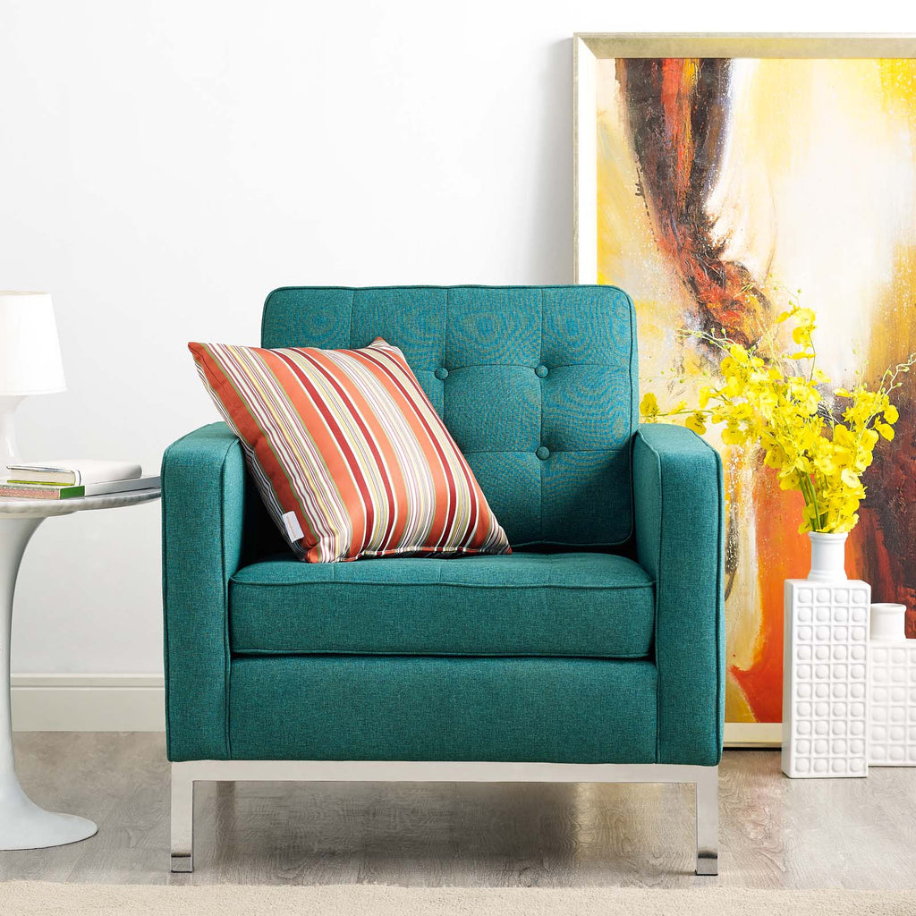 Loft Upholstered Fabric Armchair in Teal