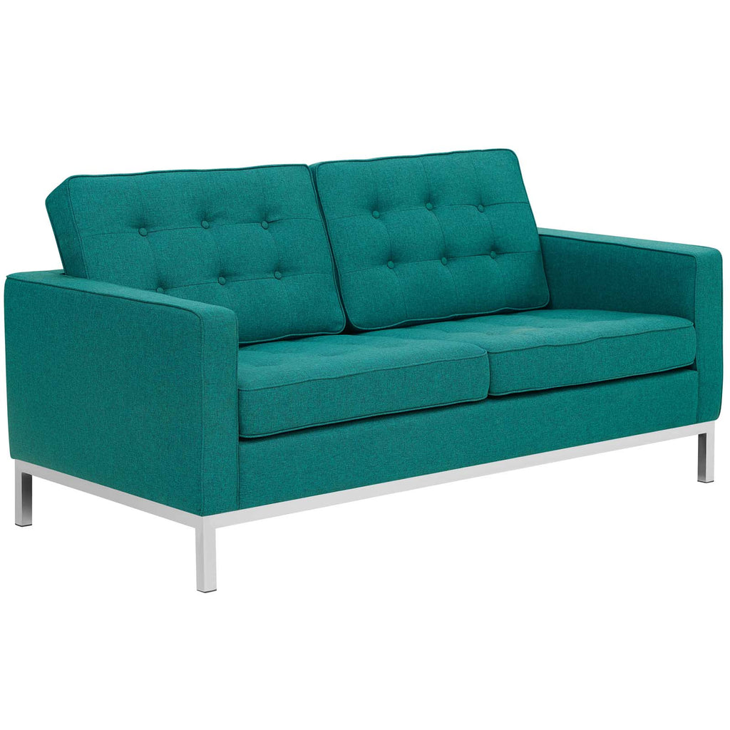 Loft Upholstered Fabric Loveseat in Teal