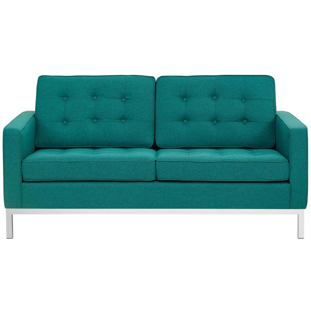 Loft Upholstered Fabric Loveseat in Teal