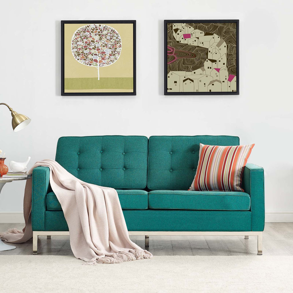 Loft Upholstered Fabric Loveseat in Teal