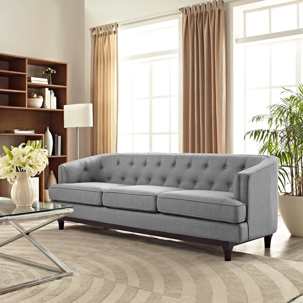 Coast Upholstered Fabric Sofa in Light Gray