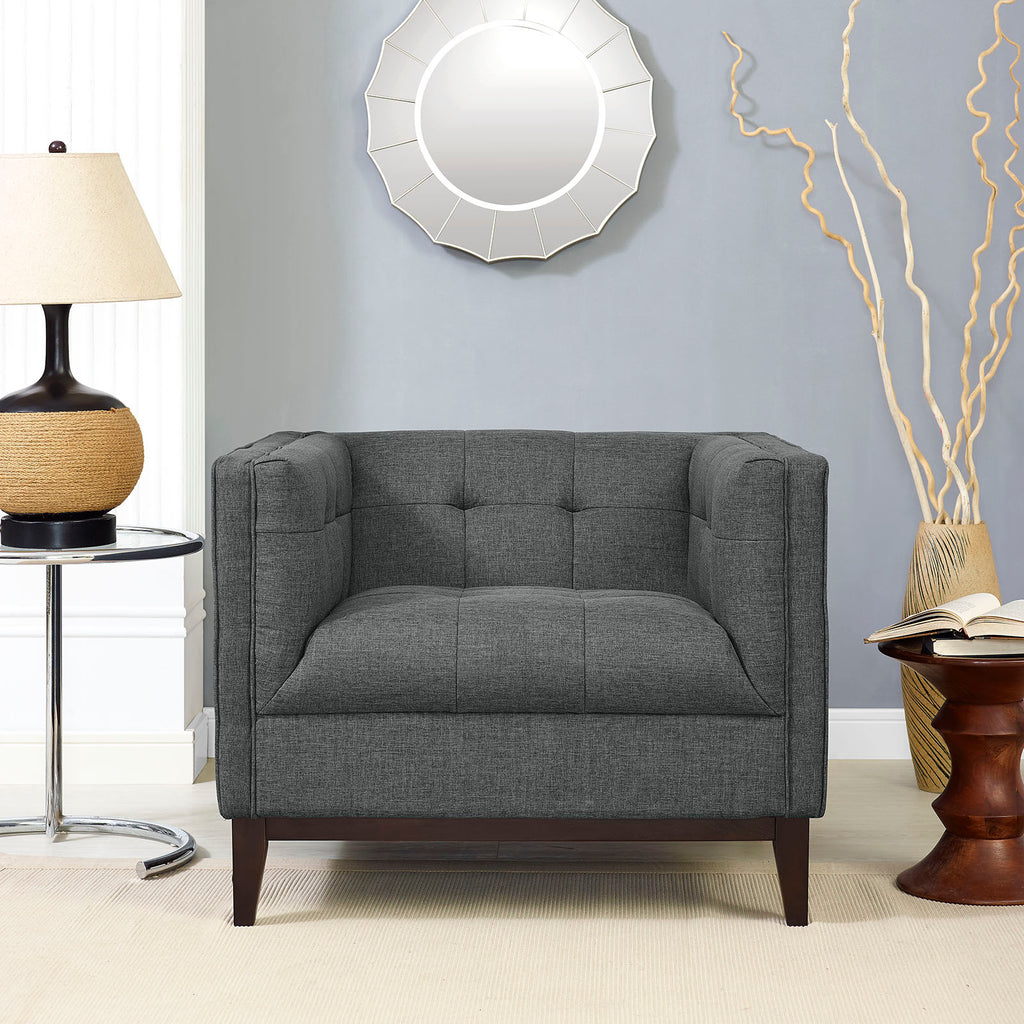 Serve Upholstered Fabric Armchair in Gray