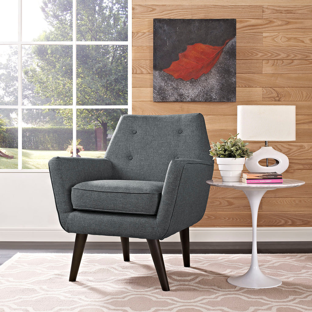 Posit Upholstered Fabric Armchair in Gray