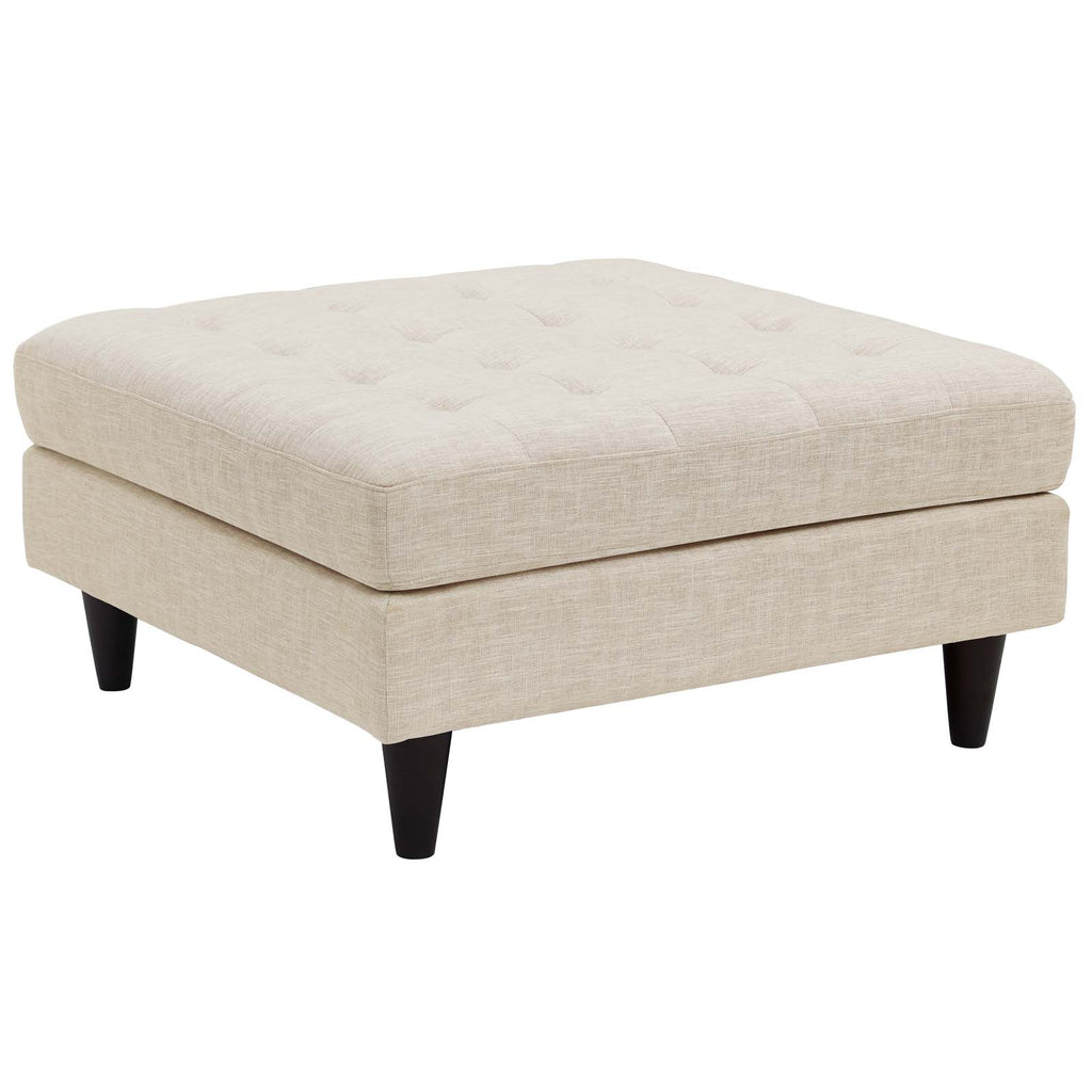 Empress Upholstered Fabric Large Ottoman in Beige