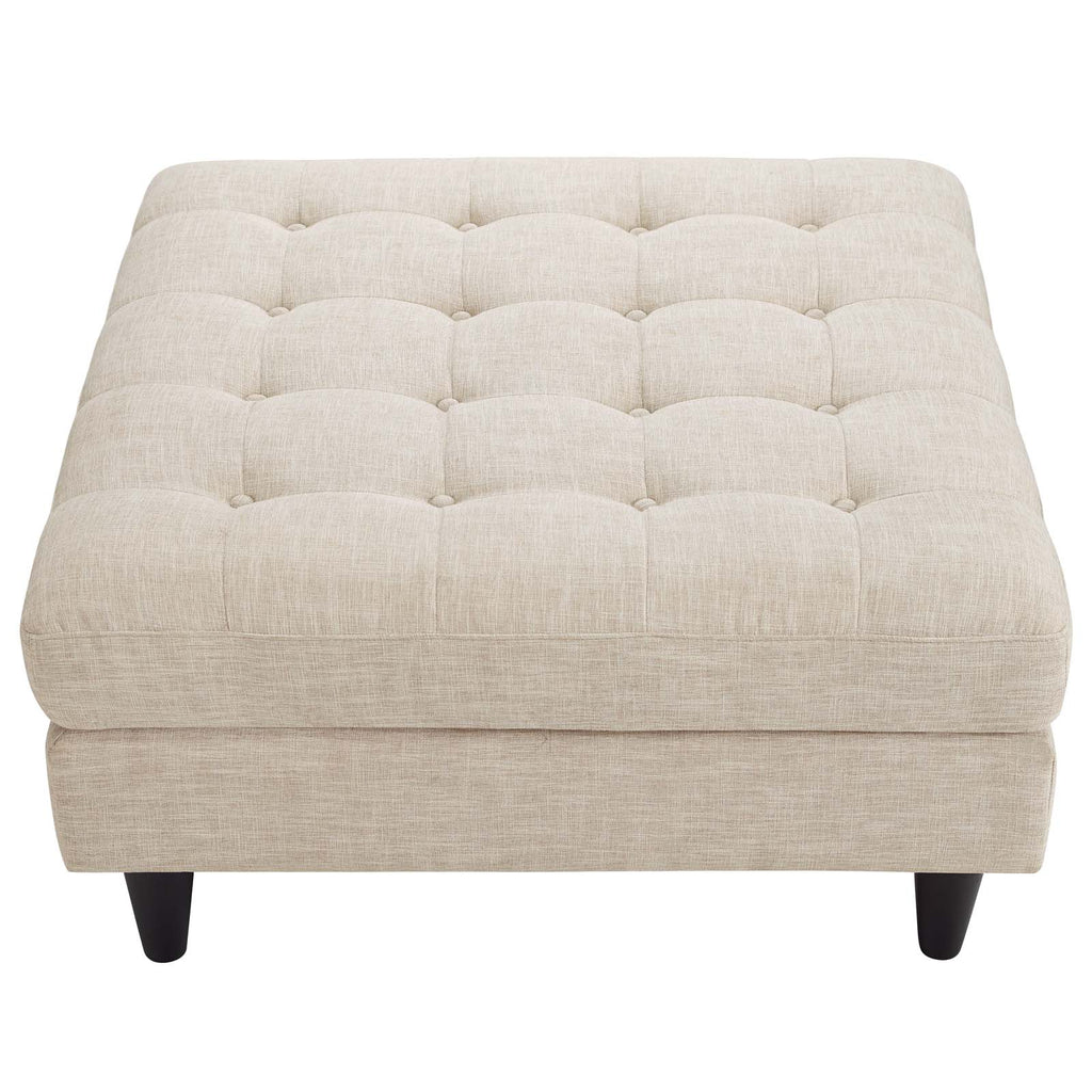 Empress Upholstered Fabric Large Ottoman in Beige