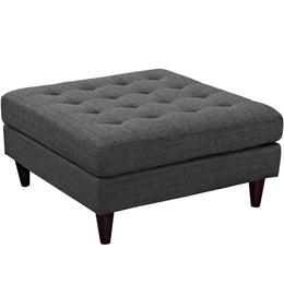 Empress Upholstered Fabric Large Ottoman in Gray