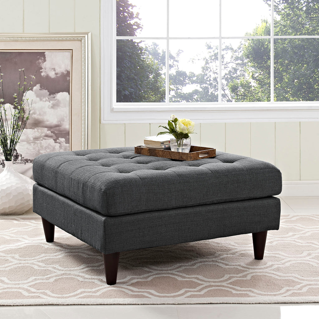 Empress Upholstered Fabric Large Ottoman in Gray