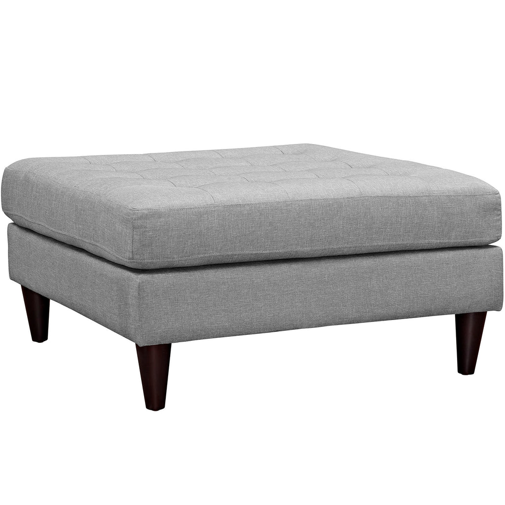 Empress Upholstered Fabric Large Ottoman in Light Gray