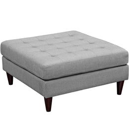 Empress Upholstered Fabric Large Ottoman in Light Gray