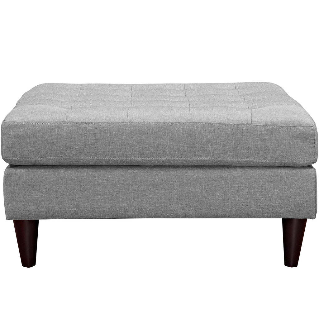 Empress Upholstered Fabric Large Ottoman in Light Gray