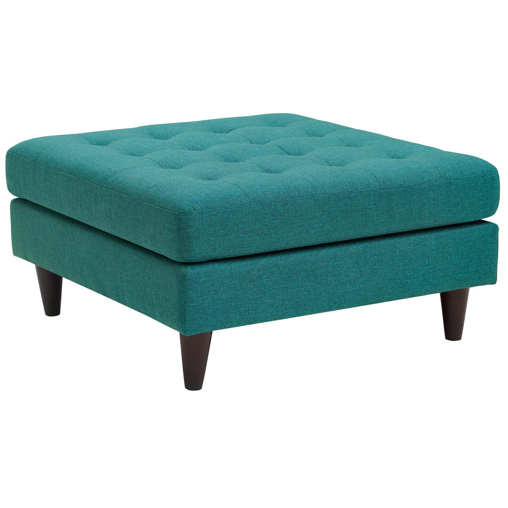 Empress Upholstered Fabric Large Ottoman in Teal