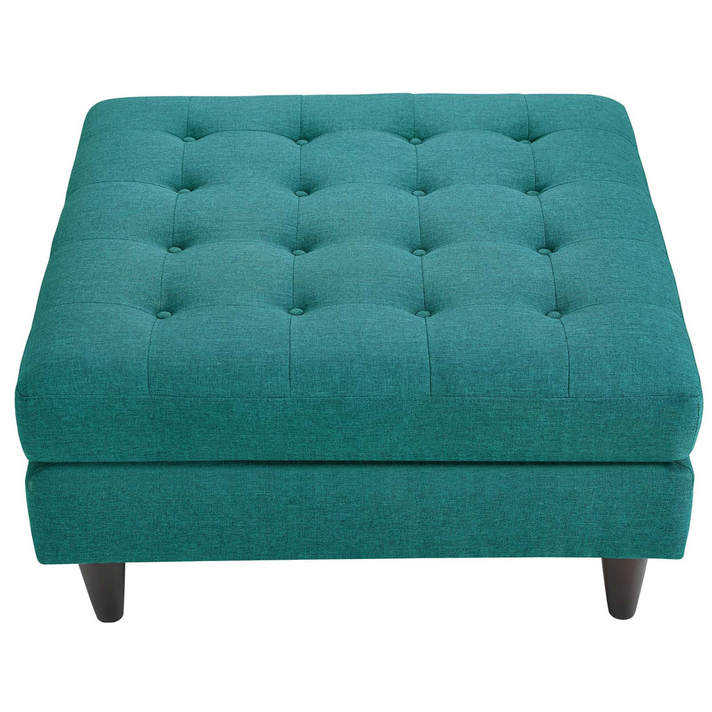 Empress Upholstered Fabric Large Ottoman in Teal