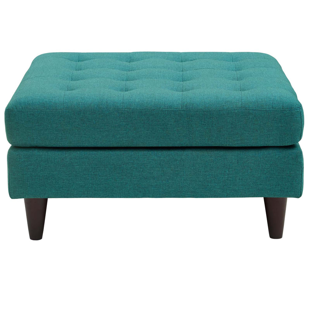 Empress Upholstered Fabric Large Ottoman in Teal