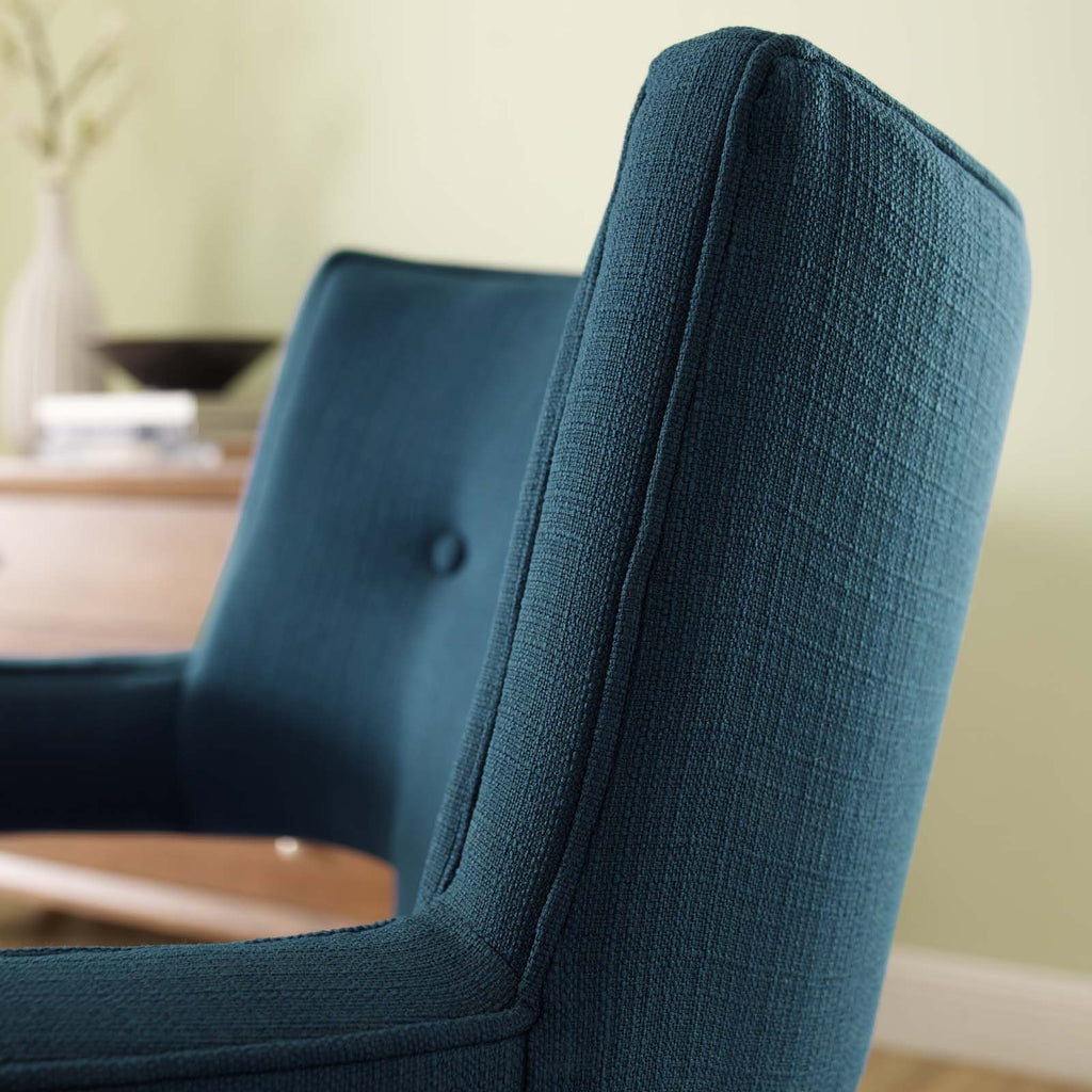 Sheer Upholstered Fabric Armchair in Azure
