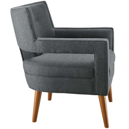 Sheer Upholstered Fabric Armchair in Gray