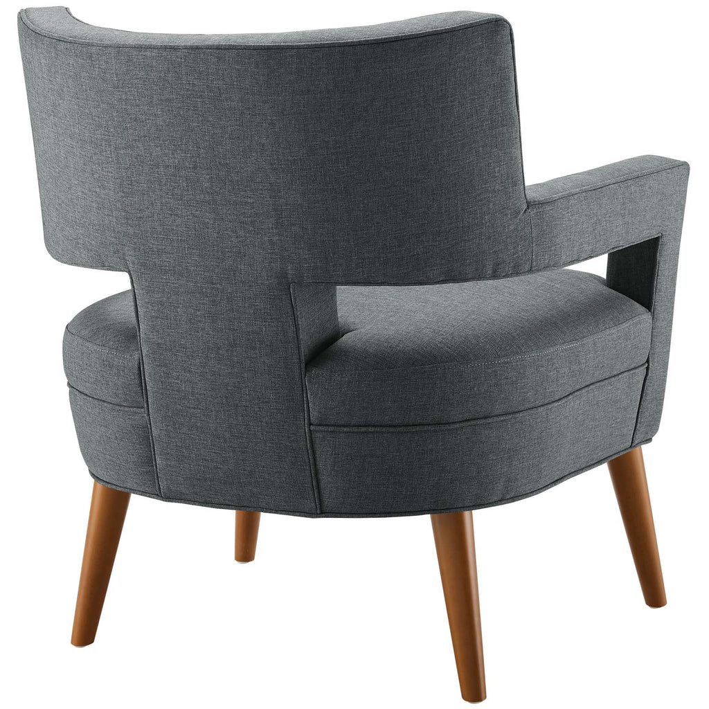 Sheer Upholstered Fabric Armchair in Gray