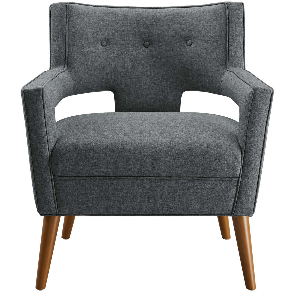 Sheer Upholstered Fabric Armchair in Gray