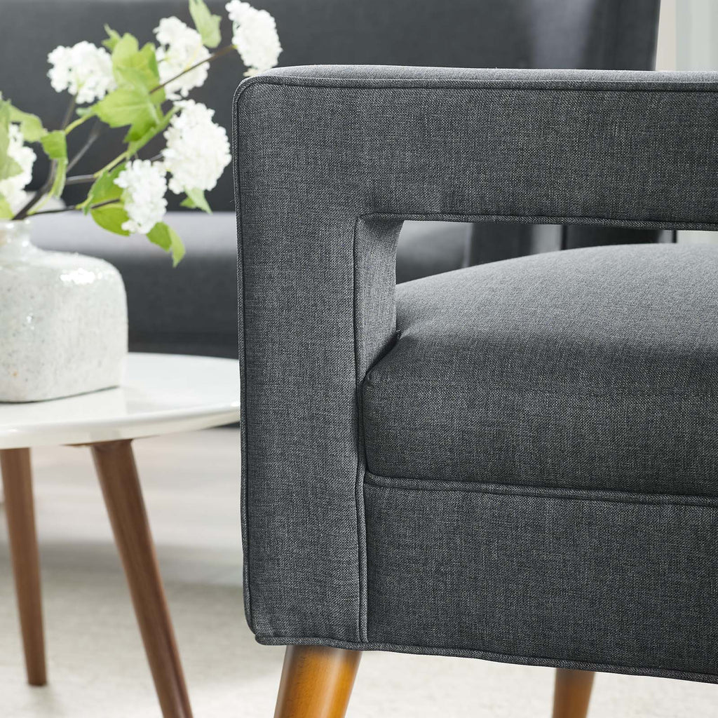 Sheer Upholstered Fabric Armchair in Gray