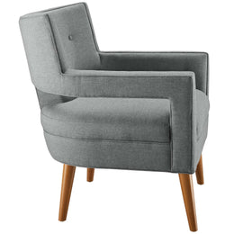 Sheer Upholstered Fabric Armchair in Light Gray