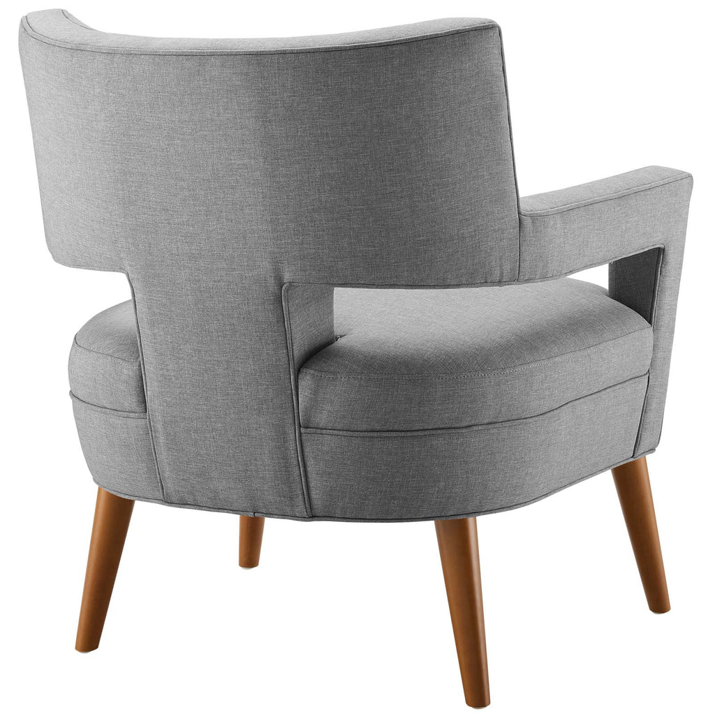 Sheer Upholstered Fabric Armchair in Light Gray