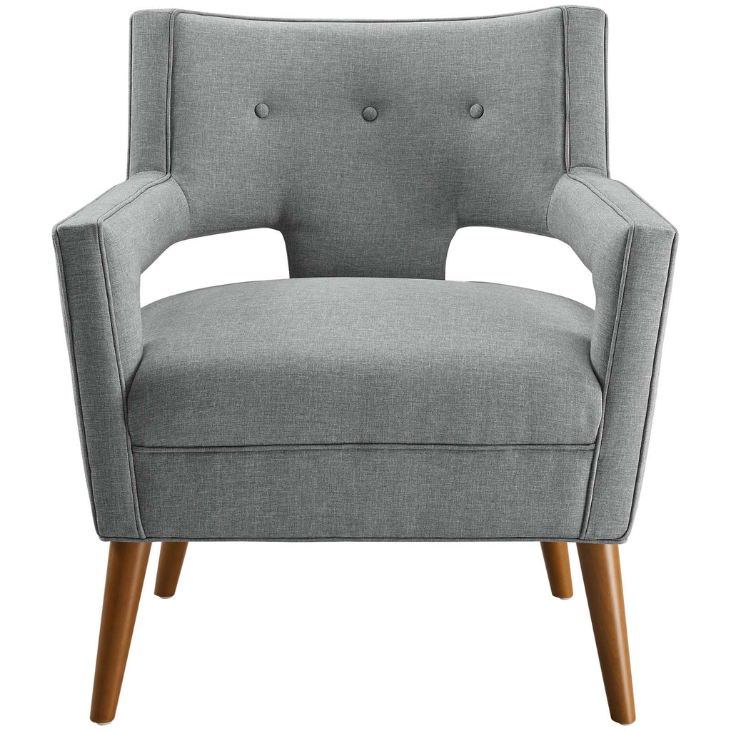 Sheer Upholstered Fabric Armchair in Light Gray