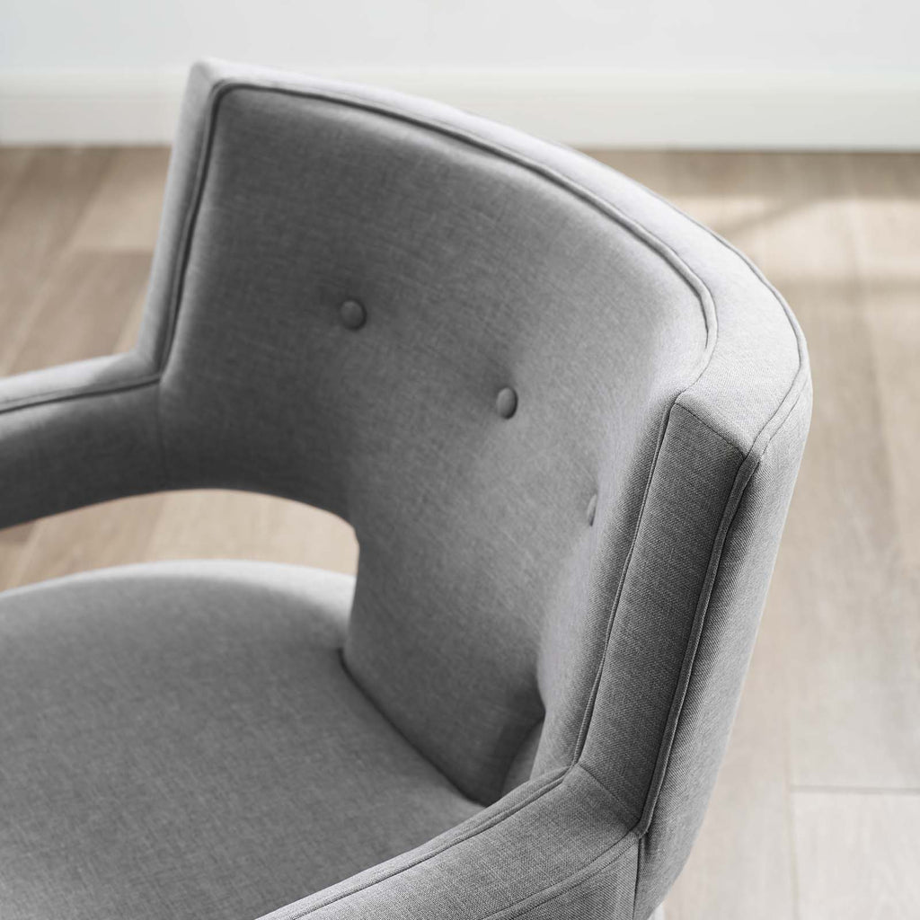 Sheer Upholstered Fabric Armchair in Light Gray