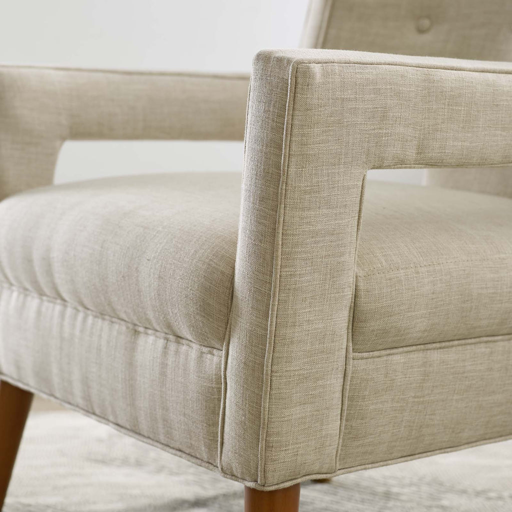 Sheer Upholstered Fabric Armchair in Sand