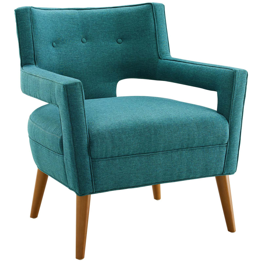 Sheer Upholstered Fabric Armchair in Teal