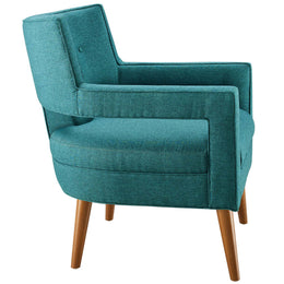 Sheer Upholstered Fabric Armchair in Teal