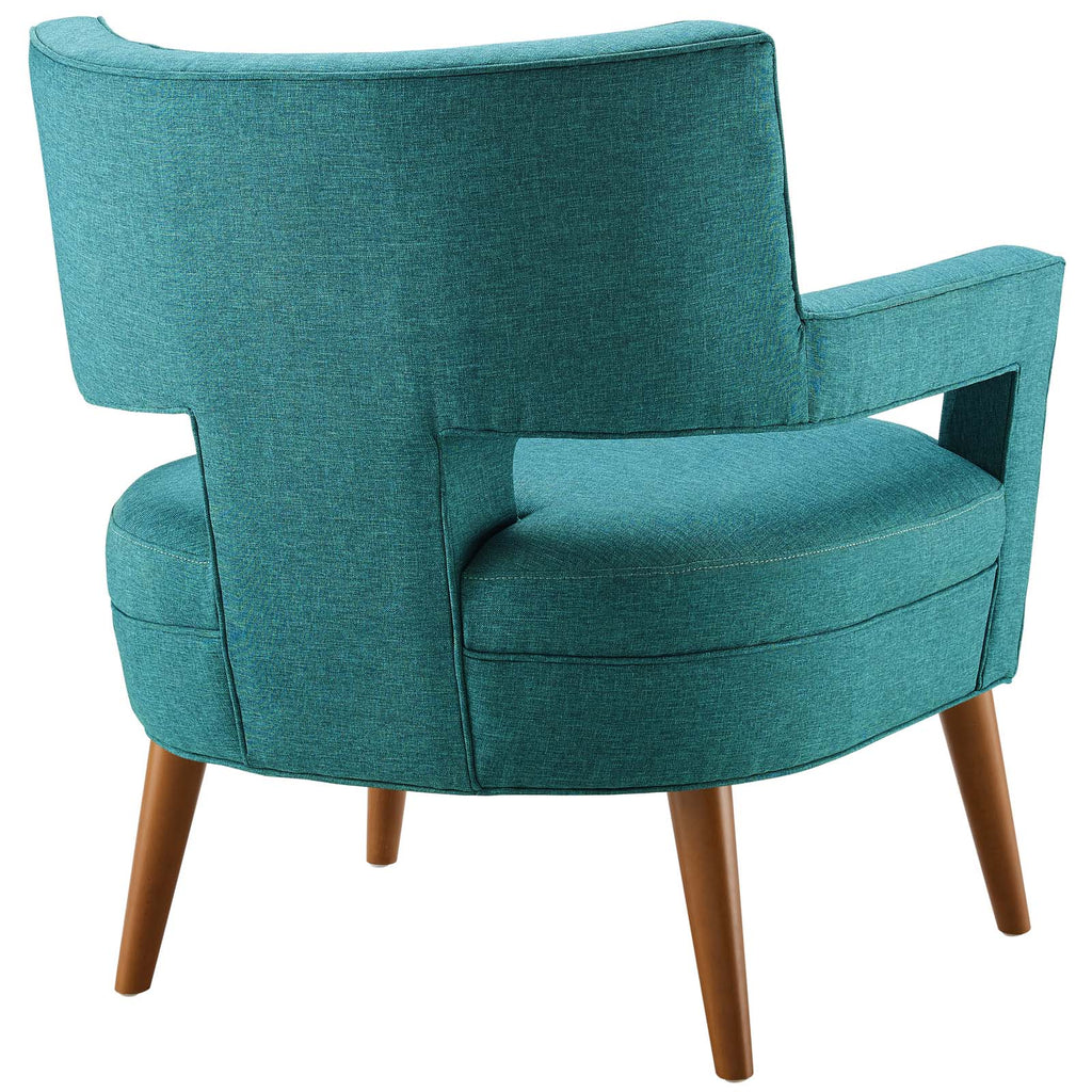 Sheer Upholstered Fabric Armchair in Teal