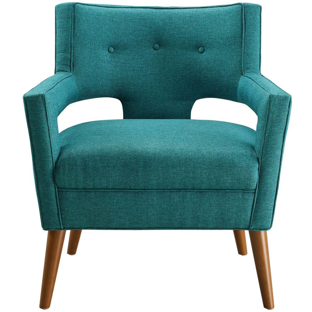 Sheer Upholstered Fabric Armchair in Teal