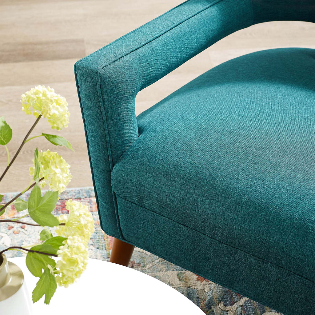 Sheer Upholstered Fabric Armchair in Teal