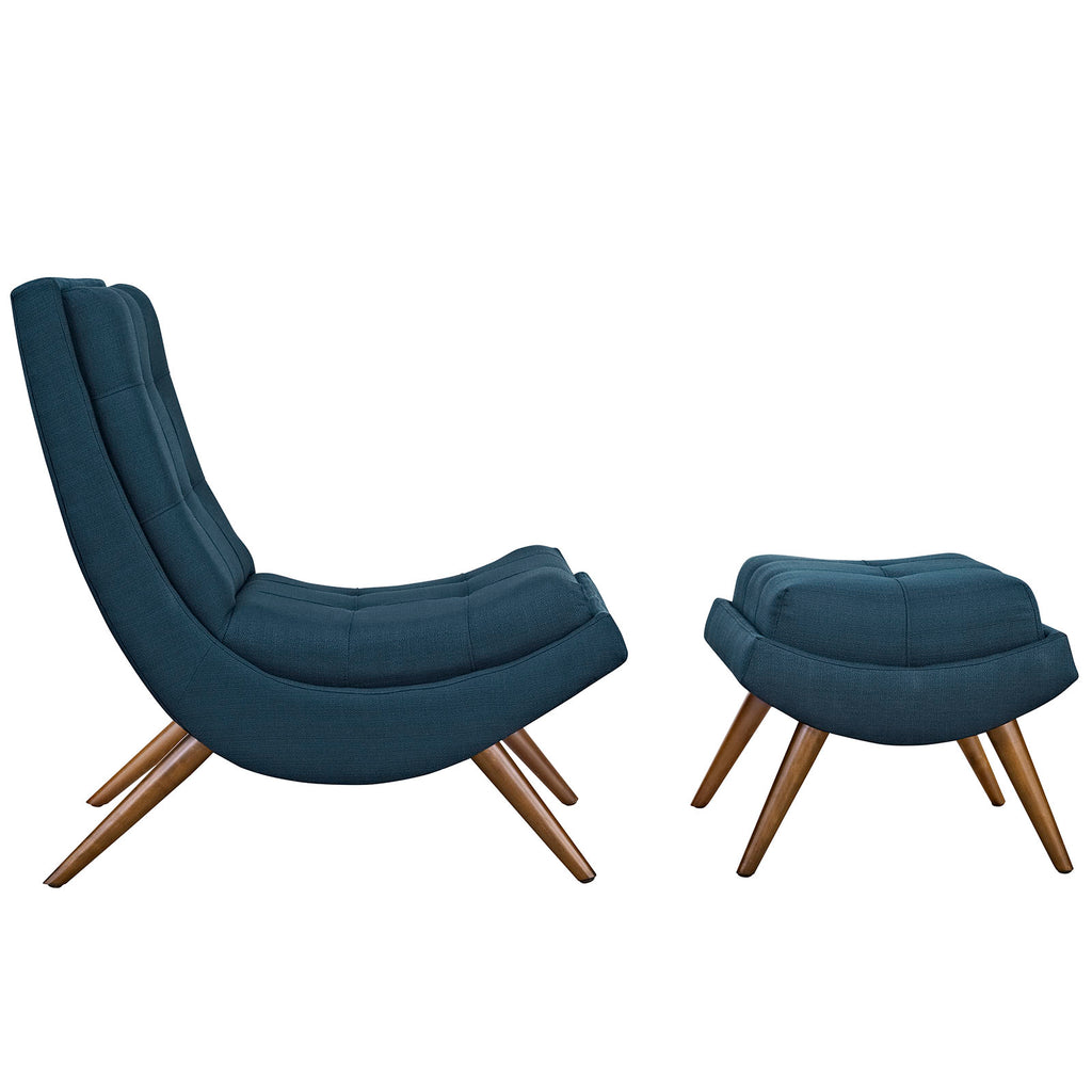 Ramp Upholstered Fabric Lounge Chair Set in Azure