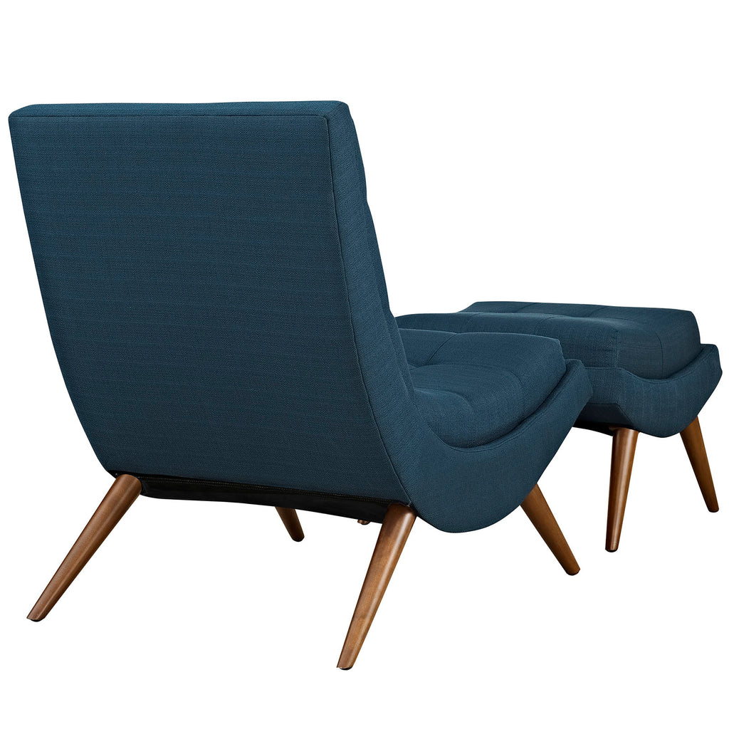 Ramp Upholstered Fabric Lounge Chair Set in Azure