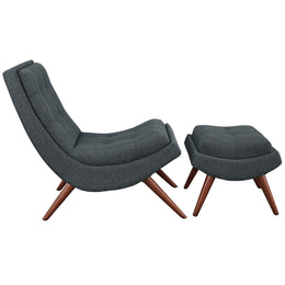 Ramp Upholstered Fabric Lounge Chair Set in Gray