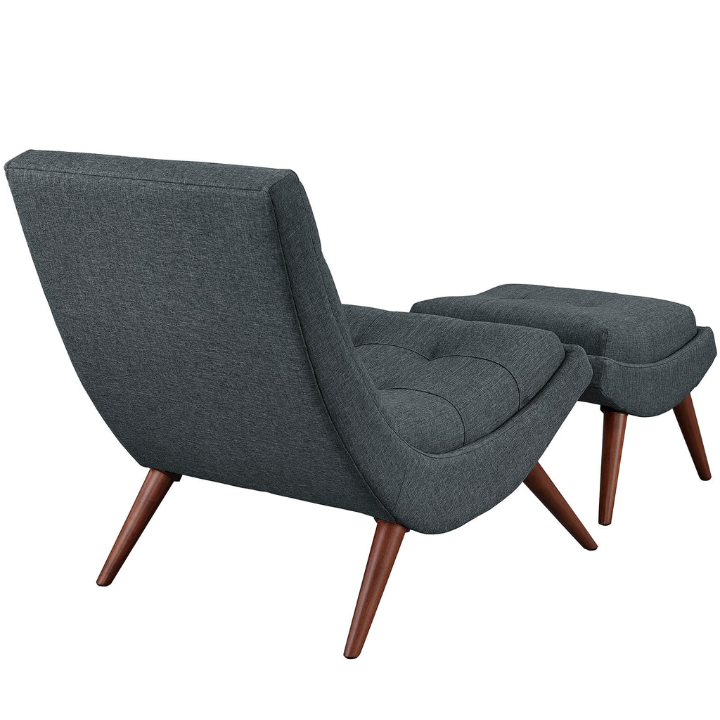 Ramp Upholstered Fabric Lounge Chair Set in Gray