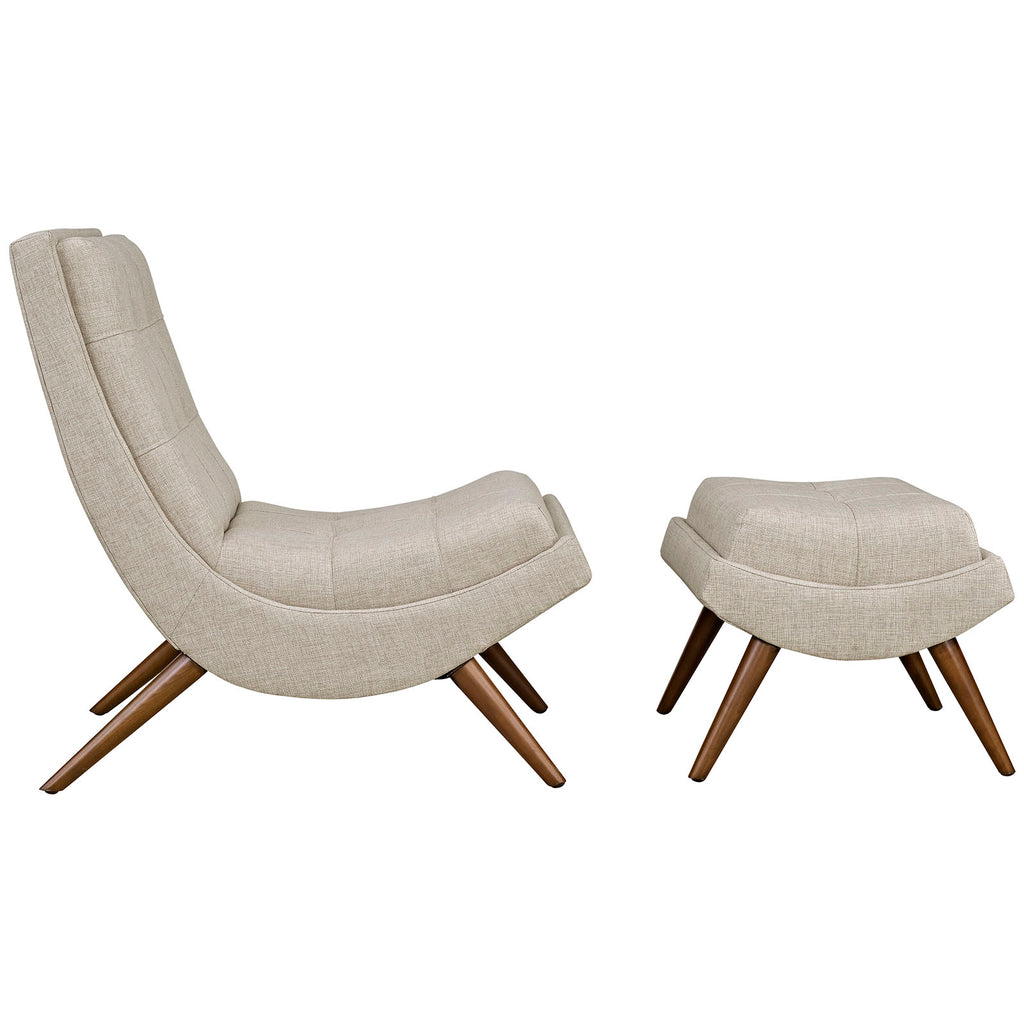 Ramp Upholstered Fabric Lounge Chair Set in Sand