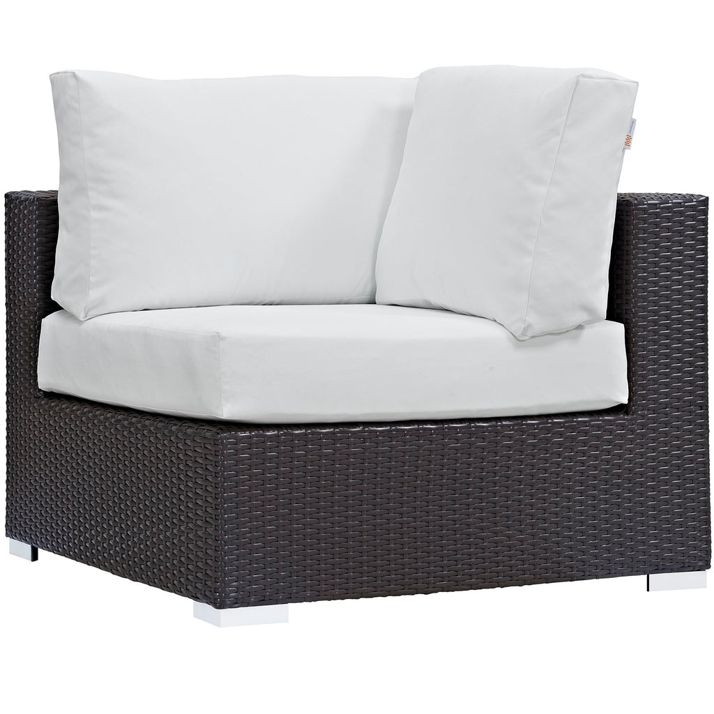 Convene 7 Piece Outdoor Patio Sectional Set in Espresso White-7