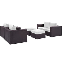 Convene 5 Piece Outdoor Patio Sofa Set in Espresso White