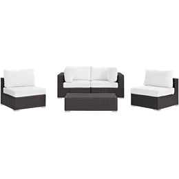 Convene 5 Piece Outdoor Patio Sectional Set in Espresso White-5