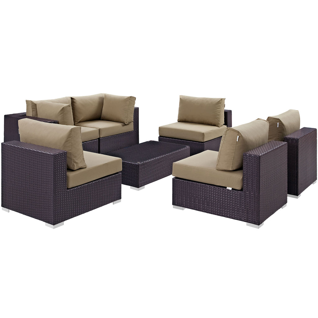 Convene 7 Piece Outdoor Patio Sectional Set in Espresso Mocha-6